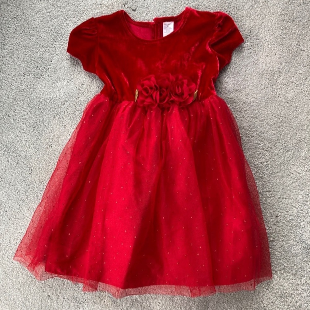 Red Velour Holiday Dress by George - Size 4T